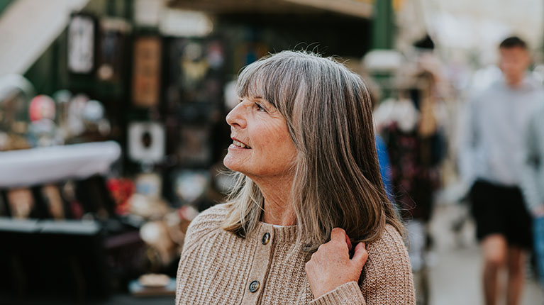 Woman looking at art fair