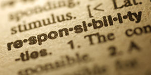 The word responsibility in a dictionary.