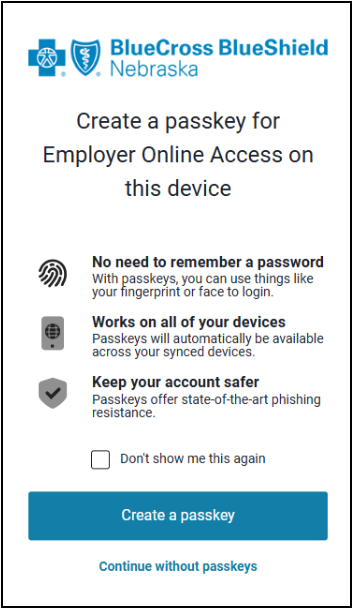 Employer online Passkey