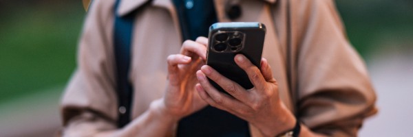 woman checking phone