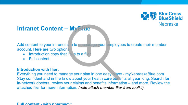 MyBlue_Intranet content
