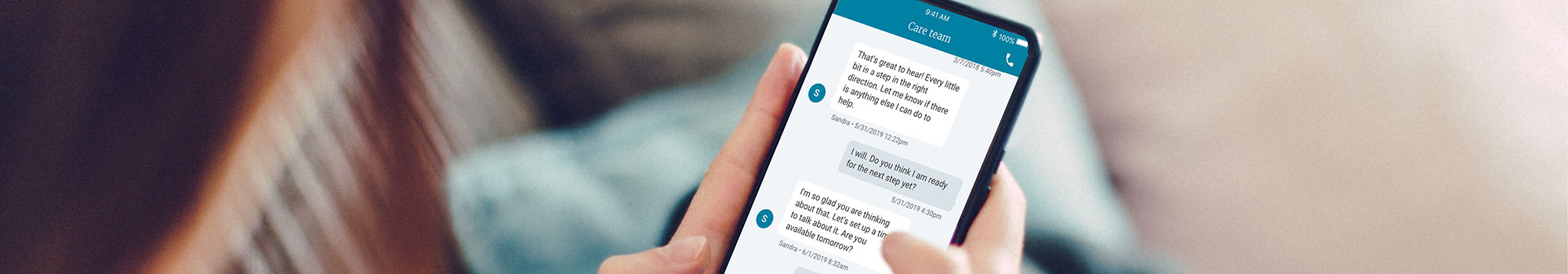 Chat in app with health advocates.