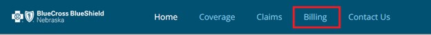 Billing in top navigation
