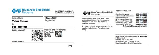 BCBSNE NETwork BLUE ID Card